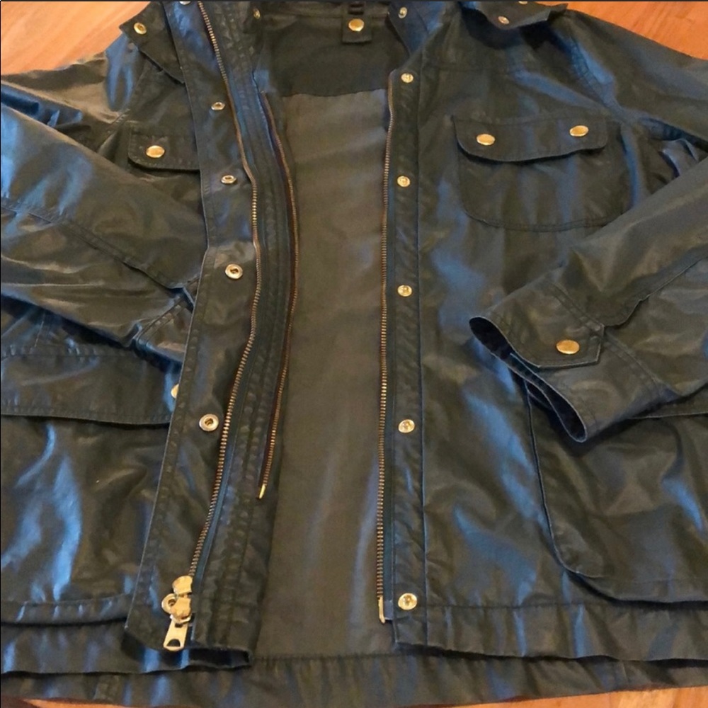 J. Crew army green rain jacket - Picture 2 of 8